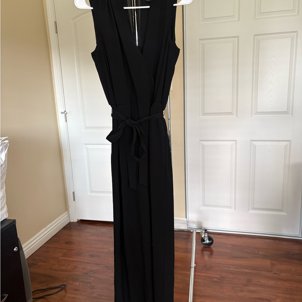 Banana Republic Sleeveless Black Wide-Leg Jumpsuit with Tie Waist - Picture 5 of 8